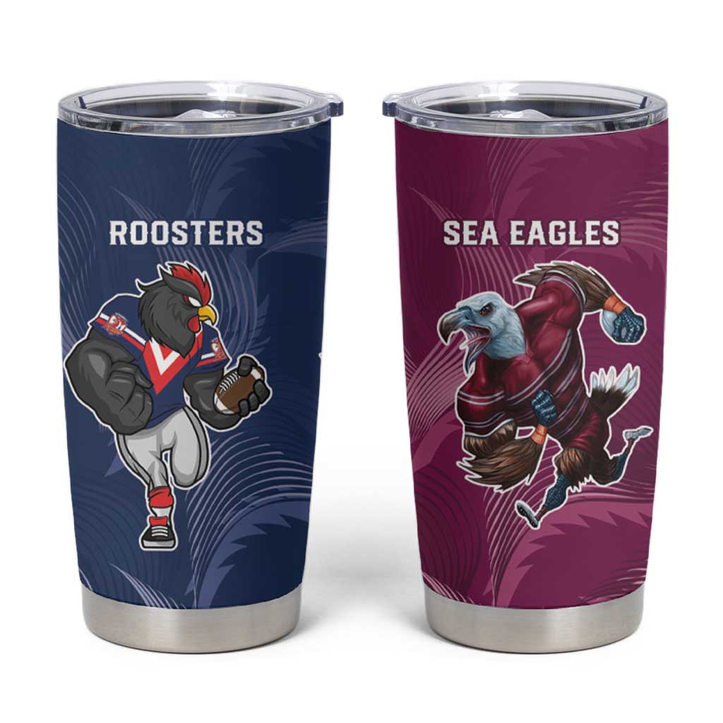 Roosters-Sea Eagles Rugby Custom Tumbler Cup Half Grunge Style