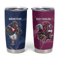 Roosters-Sea Eagles Rugby Custom Tumbler Cup Half Grunge Style