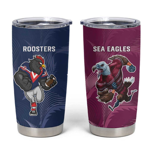 Roosters-Sea Eagles Rugby Custom Tumbler Cup Half Grunge Style
