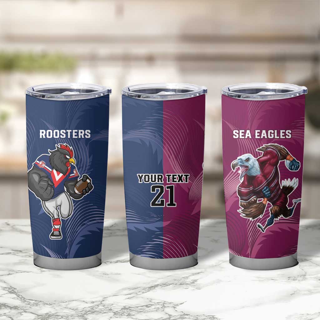 Roosters-Sea Eagles Rugby Custom Tumbler Cup Half Grunge Style
