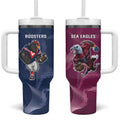 Roosters-Sea Eagles Rugby Custom Tumbler With Handle Half Grunge Style