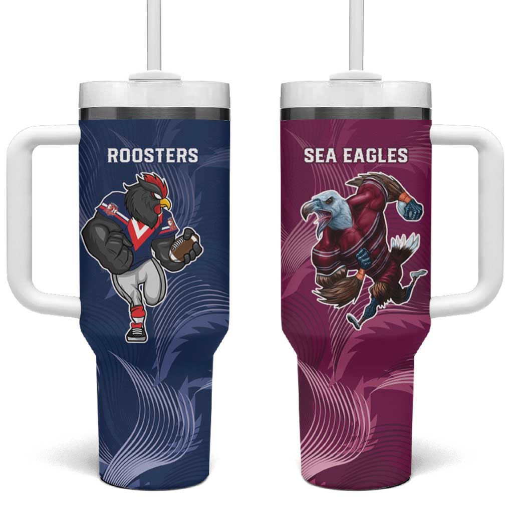 Roosters-Sea Eagles Rugby Custom Tumbler With Handle Half Grunge Style