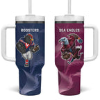 Roosters-Sea Eagles Rugby Custom Tumbler With Handle Half Grunge Style