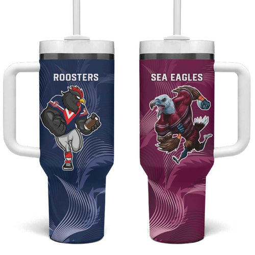Roosters-Sea Eagles Rugby Custom Tumbler With Handle Half Grunge Style