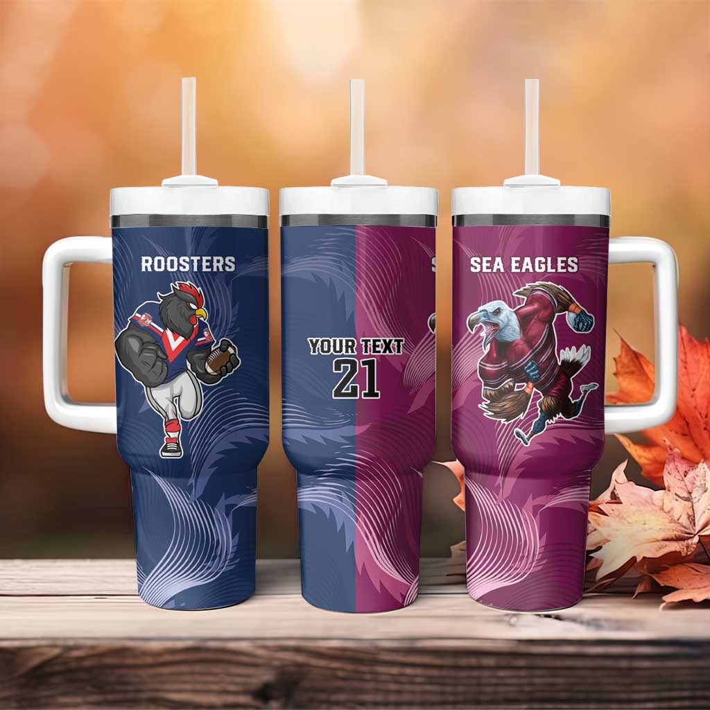 Roosters-Sea Eagles Rugby Custom Tumbler With Handle Half Grunge Style