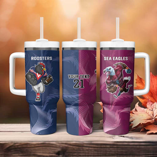 Roosters-Sea Eagles Rugby Custom Tumbler With Handle Half Grunge Style