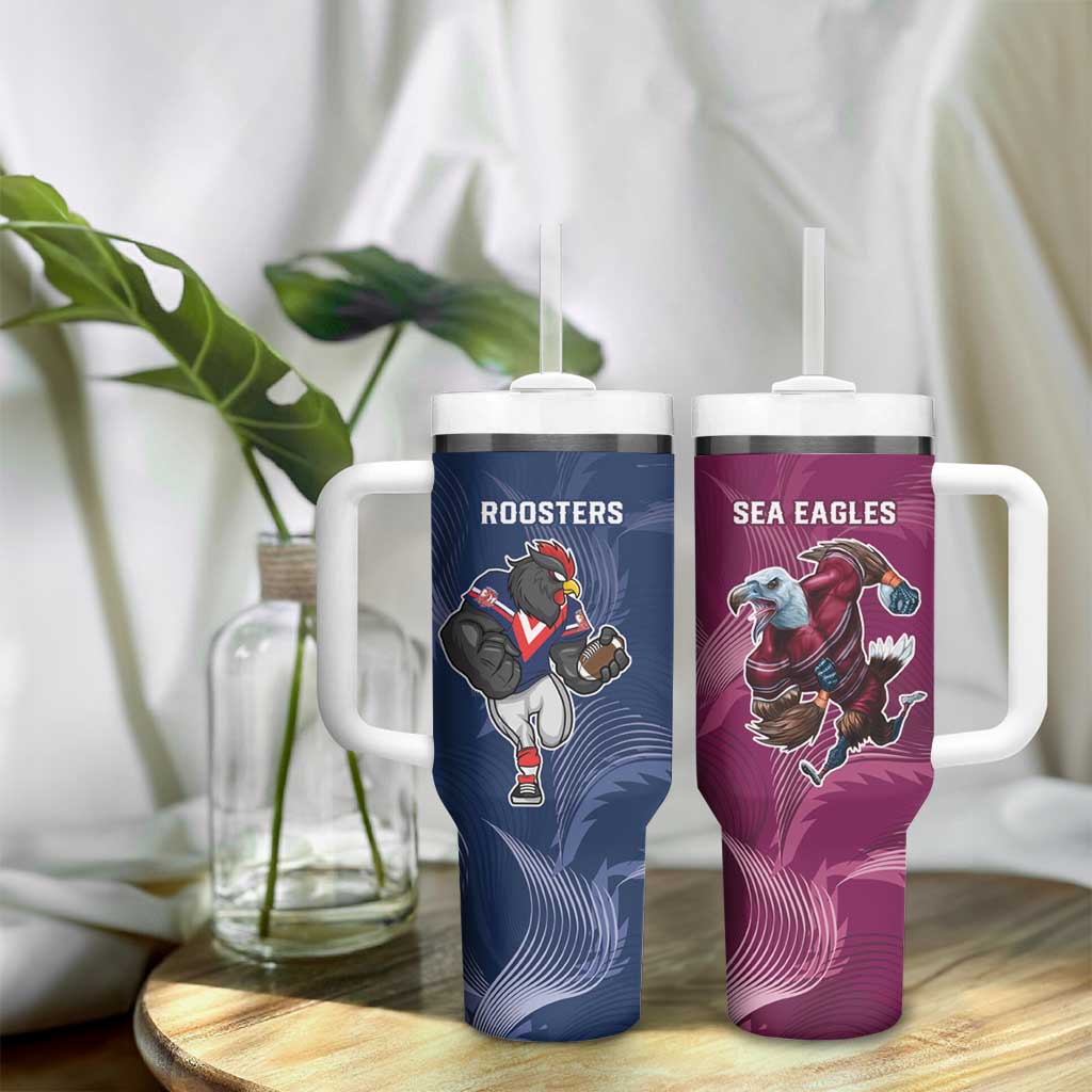 Roosters-Sea Eagles Rugby Custom Tumbler With Handle Half Grunge Style