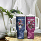 Roosters-Sea Eagles Rugby Custom Tumbler With Handle Half Grunge Style