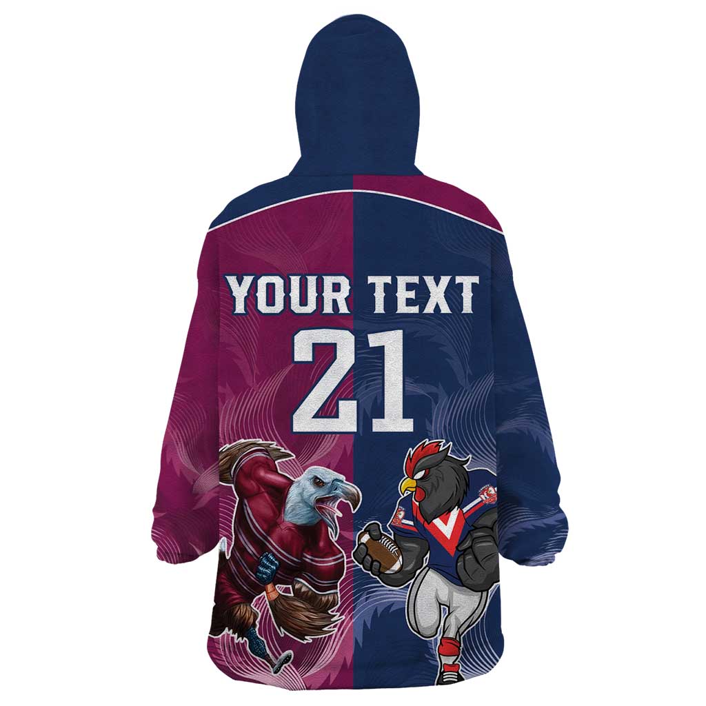 Roosters-Sea Eagles Rugby Custom Wearable Blanket Hoodie Half Grunge Style
