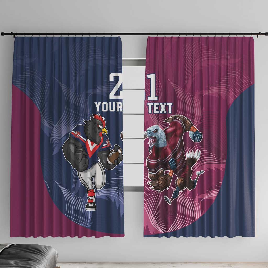Roosters-Sea Eagles Rugby Custom Window Curtain Half Grunge Style