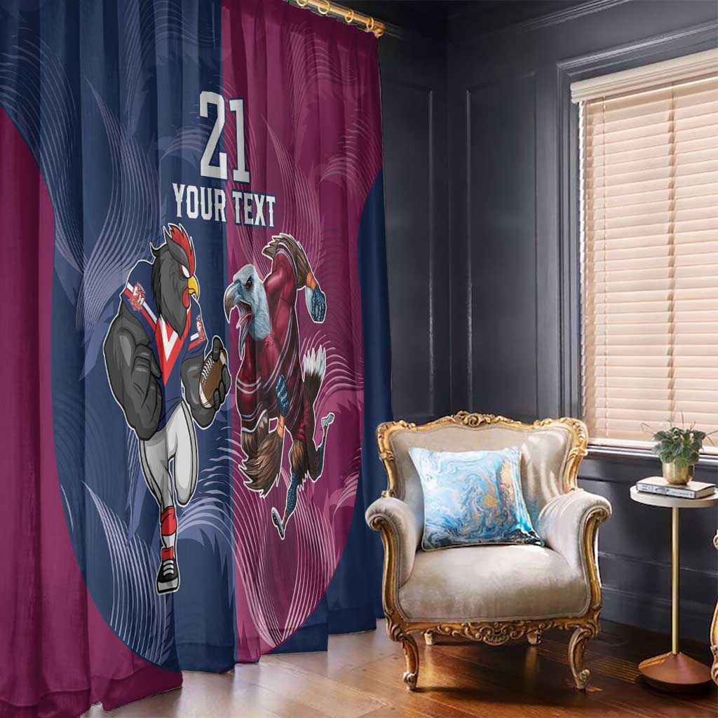 Roosters-Sea Eagles Rugby Custom Window Curtain Half Grunge Style