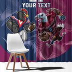 Roosters-Sea Eagles Rugby Custom Window Curtain Half Grunge Style