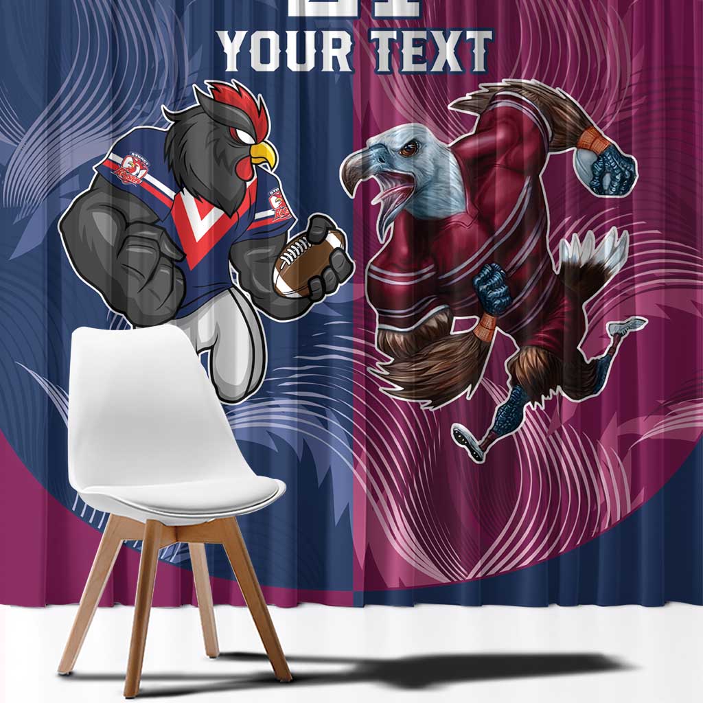 Roosters-Sea Eagles Rugby Custom Window Curtain Half Grunge Style
