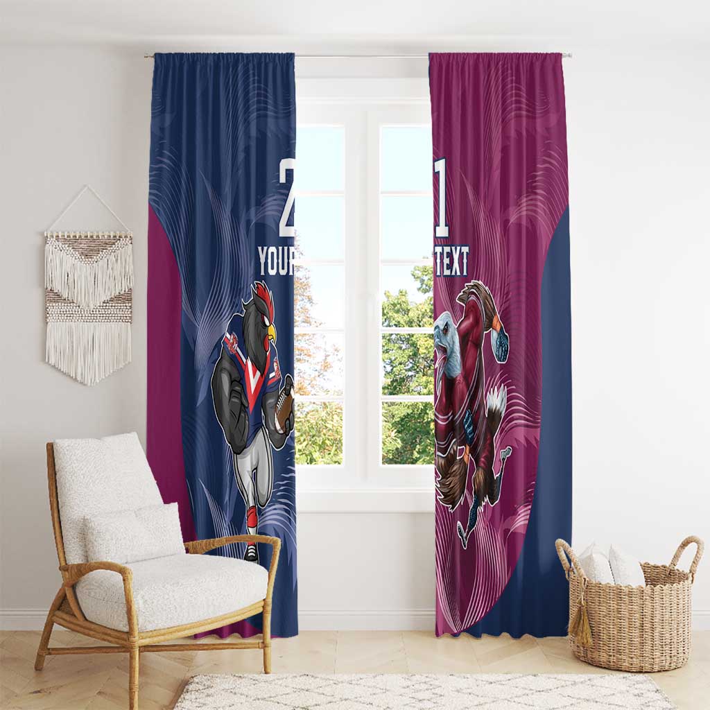 Roosters-Sea Eagles Rugby Custom Window Curtain Half Grunge Style