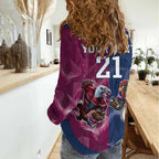 Roosters-Sea Eagles Rugby Custom Women Casual Shirt Half Grunge Style