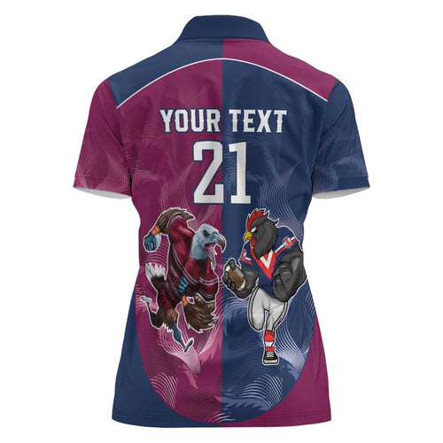 Roosters-Sea Eagles Rugby Custom Women Polo Shirt Half Grunge Style