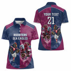 Roosters-Sea Eagles Rugby Custom Women Polo Shirt Half Grunge Style