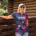Roosters-Sea Eagles Rugby Custom Women Polo Shirt Half Grunge Style