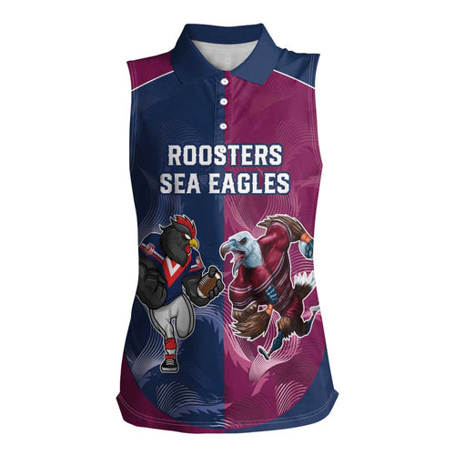 Roosters-Sea Eagles Rugby Custom Women Sleeveless Polo Shirt Half Grunge Style