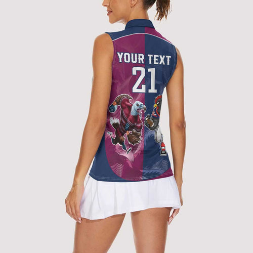 Roosters-Sea Eagles Rugby Custom Women Sleeveless Polo Shirt Half Grunge Style