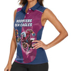 Roosters-Sea Eagles Rugby Custom Women Sleeveless Polo Shirt Half Grunge Style