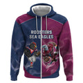 Roosters-Sea Eagles Rugby Custom Zip Hoodie Half Grunge Style