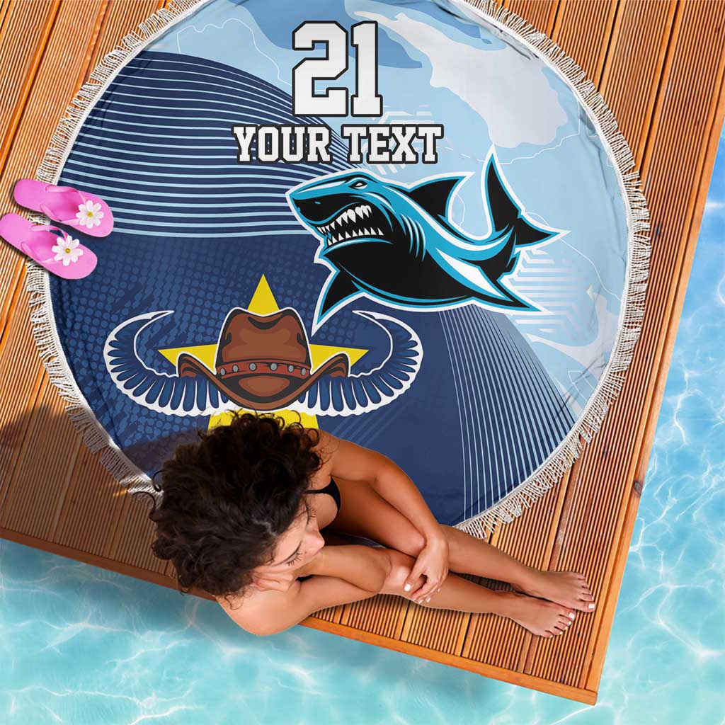 Sharks-Cowboys Rugby Custom Beach Blanket Half Dynamic Style