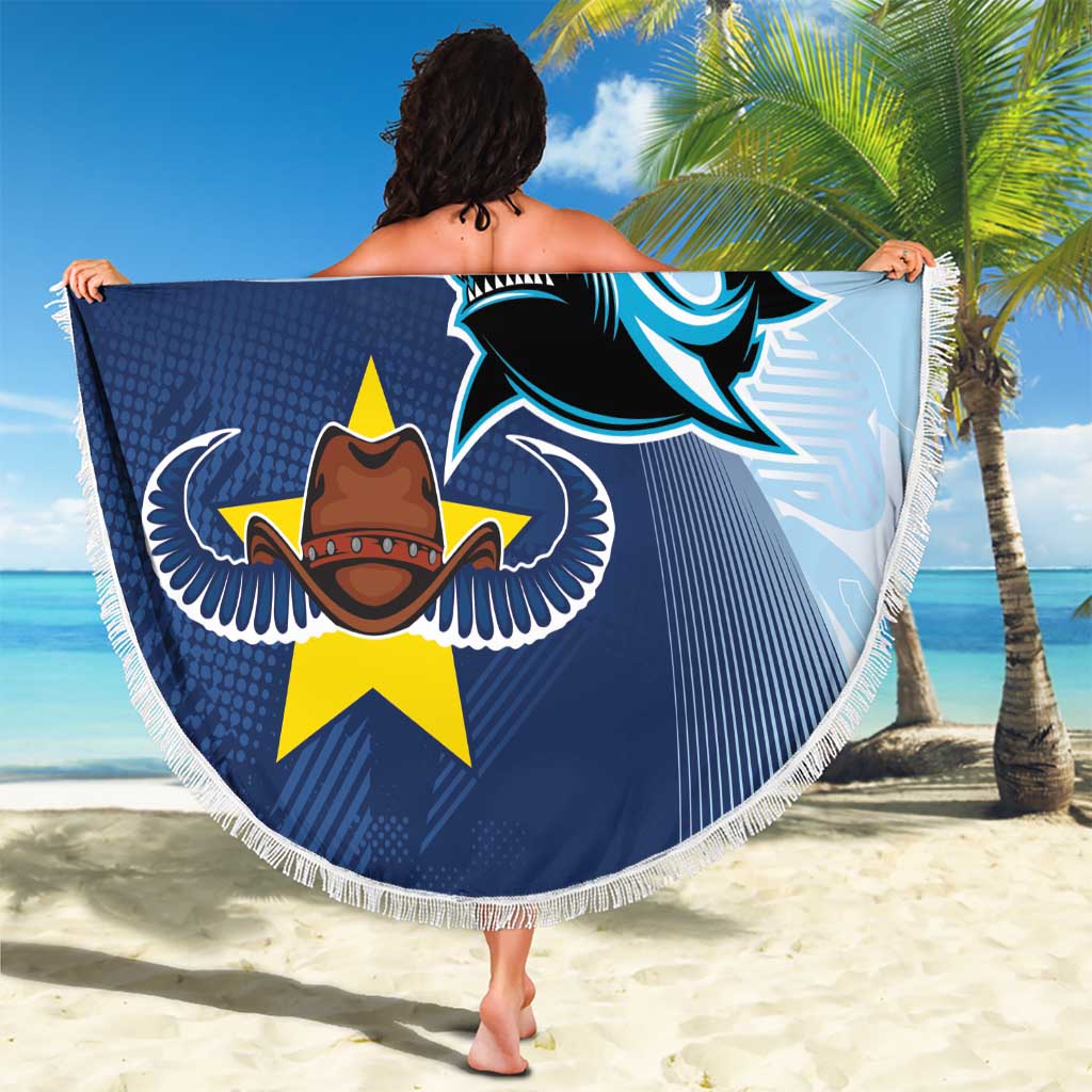Sharks-Cowboys Rugby Custom Beach Blanket Half Dynamic Style