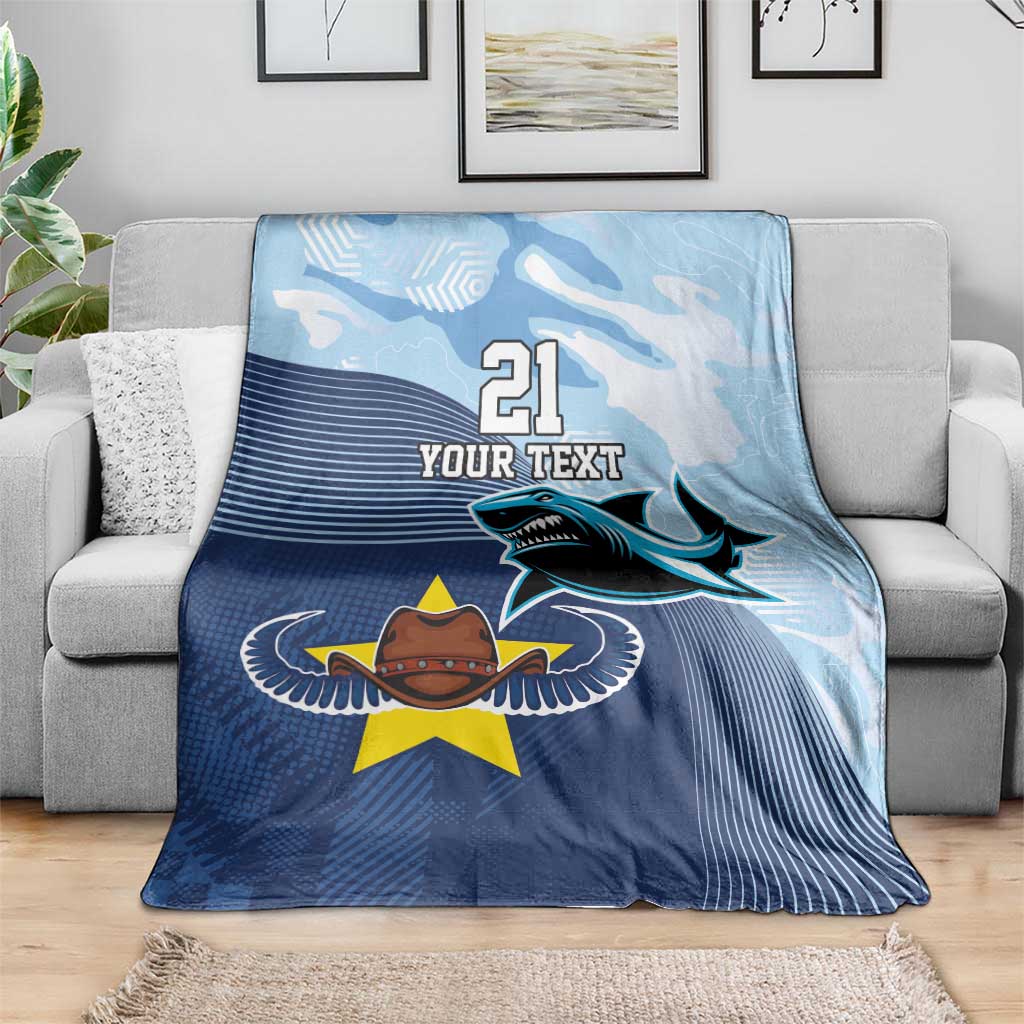 Sharks-Cowboys Rugby Custom Blanket Half Dynamic Style