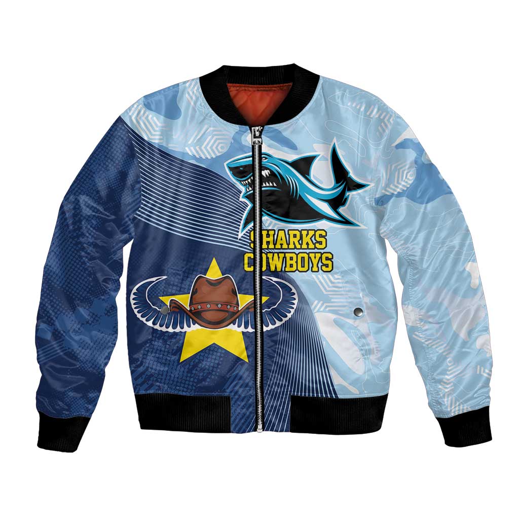 Sharks-Cowboys Rugby Custom Bomber Jacket Half Dynamic Style