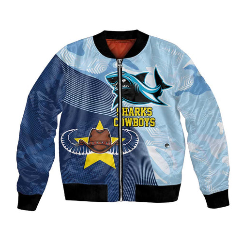 Sharks-Cowboys Rugby Custom Bomber Jacket Half Dynamic Style