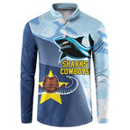 Sharks-Cowboys Rugby Custom Button Sweatshirt Half Dynamic Style