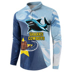 Sharks-Cowboys Rugby Custom Button Sweatshirt Half Dynamic Style
