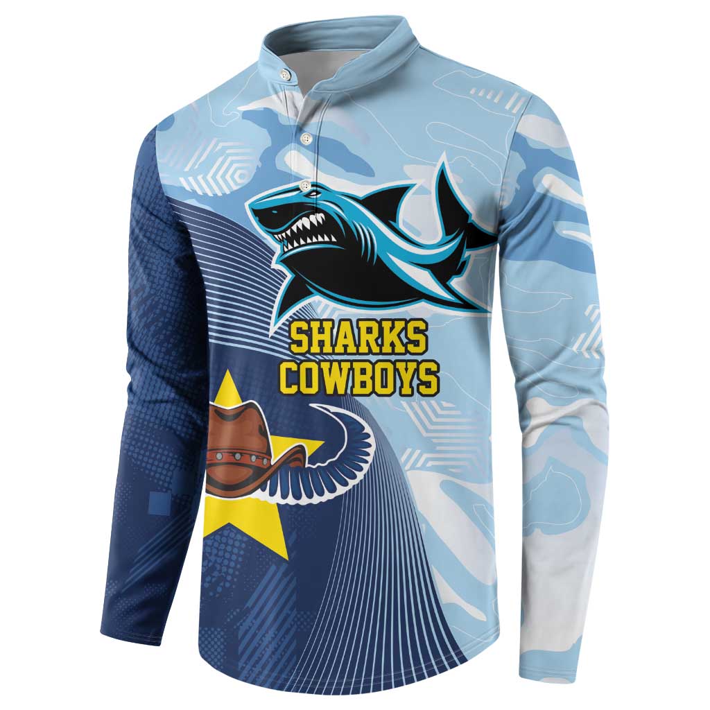 Sharks-Cowboys Rugby Custom Button Sweatshirt Half Dynamic Style