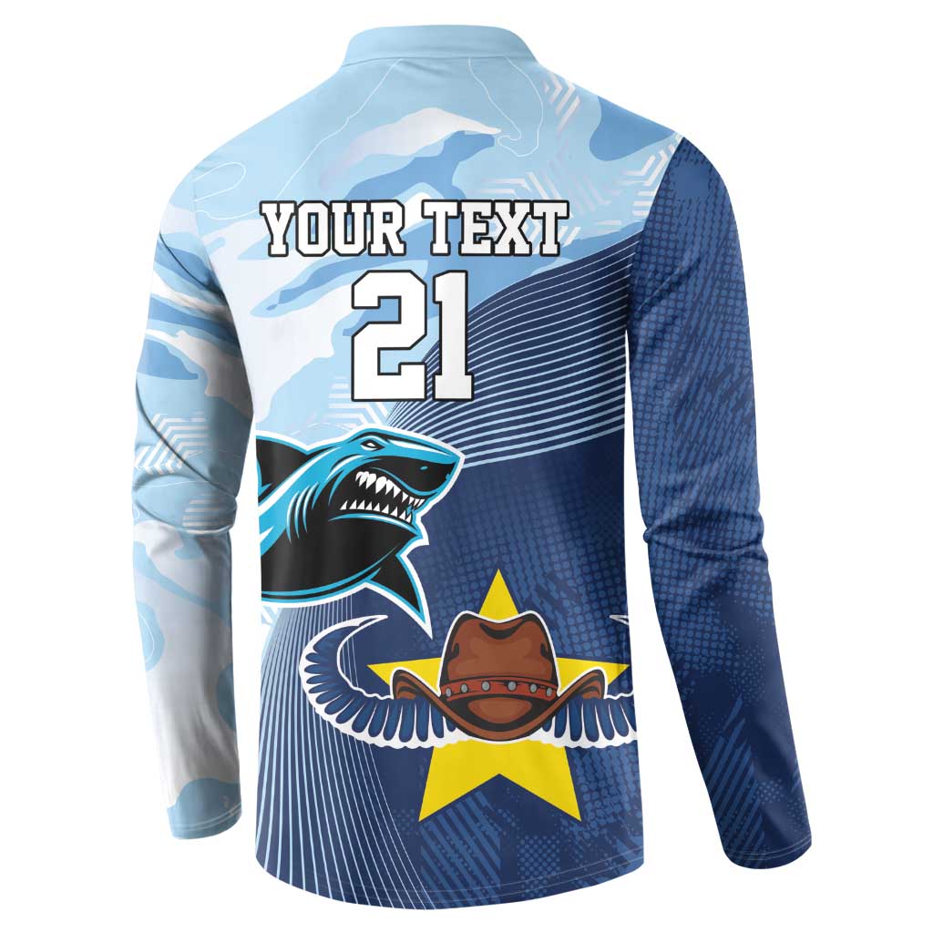 Sharks-Cowboys Rugby Custom Button Sweatshirt Half Dynamic Style