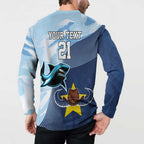 Sharks-Cowboys Rugby Custom Button Sweatshirt Half Dynamic Style