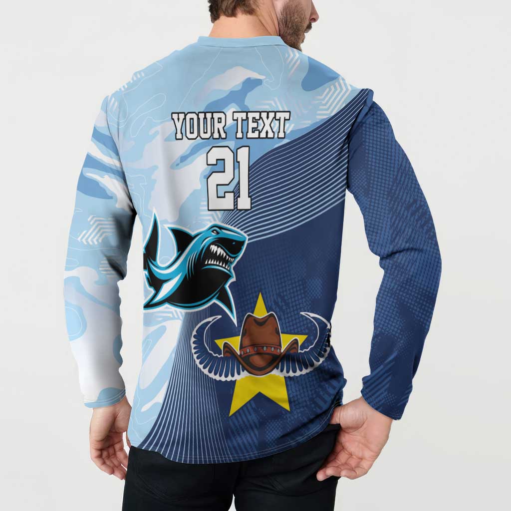 Sharks-Cowboys Rugby Custom Button Sweatshirt Half Dynamic Style