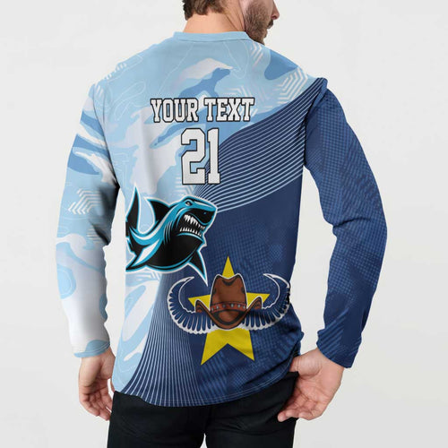 Sharks-Cowboys Rugby Custom Button Sweatshirt Half Dynamic Style