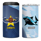 Sharks-Cowboys Rugby Custom 4 in 1 Can Cooler Tumbler Half Dynamic Style