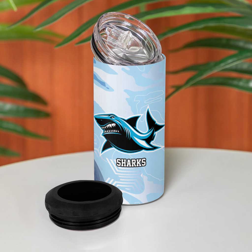 Sharks-Cowboys Rugby Custom 4 in 1 Can Cooler Tumbler Half Dynamic Style