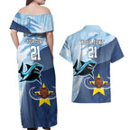 Sharks-Cowboys Rugby Custom Couples Matching Off Shoulder Maxi Dress and Hawaiian Shirt Half Dynamic Style