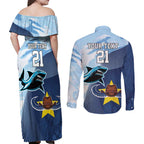 Sharks-Cowboys Rugby Custom Couples Matching Off Shoulder Maxi Dress and Long Sleeve Button Shirt Half Dynamic Style