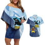 Sharks-Cowboys Rugby Custom Couples Matching Off Shoulder Short Dress and Hawaiian Shirt Half Dynamic Style