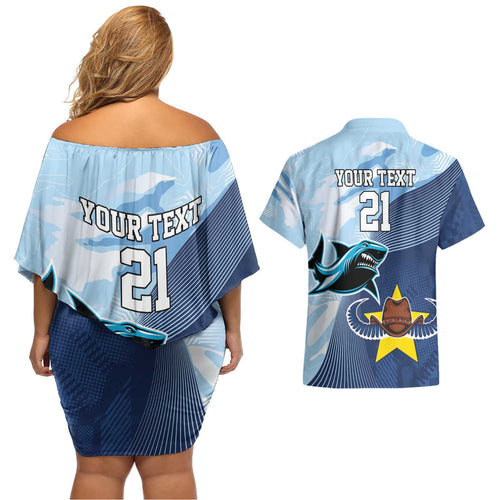 Sharks-Cowboys Rugby Custom Couples Matching Off Shoulder Short Dress and Hawaiian Shirt Half Dynamic Style