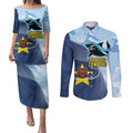 Sharks-Cowboys Rugby Custom Couples Matching Puletasi and Long Sleeve Button Shirt Half Dynamic Style