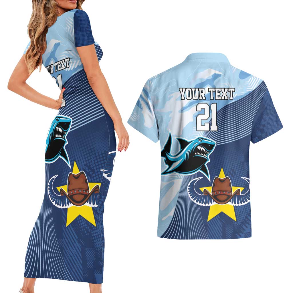Sharks-Cowboys Rugby Custom Couples Matching Short Sleeve Bodycon Dress and Hawaiian Shirt Half Dynamic Style