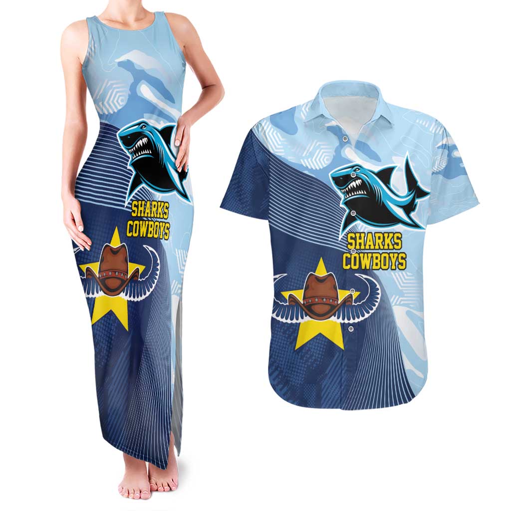 Sharks-Cowboys Rugby Custom Couples Matching Tank Maxi Dress and Hawaiian Shirt Half Dynamic Style