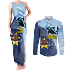 Sharks-Cowboys Rugby Custom Couples Matching Tank Maxi Dress and Long Sleeve Button Shirt Half Dynamic Style