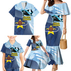 Sharks-Cowboys Rugby Custom Family Matching Mermaid Dress and Hawaiian Shirt Half Dynamic Style