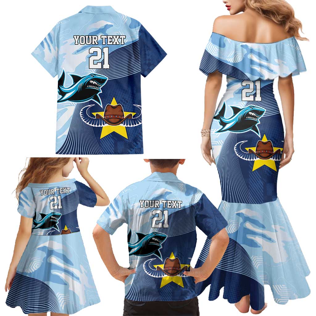 Sharks-Cowboys Rugby Custom Family Matching Mermaid Dress and Hawaiian Shirt Half Dynamic Style